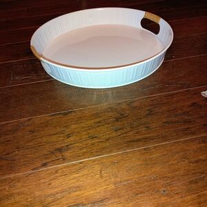 White Round Serving Tray with Handles